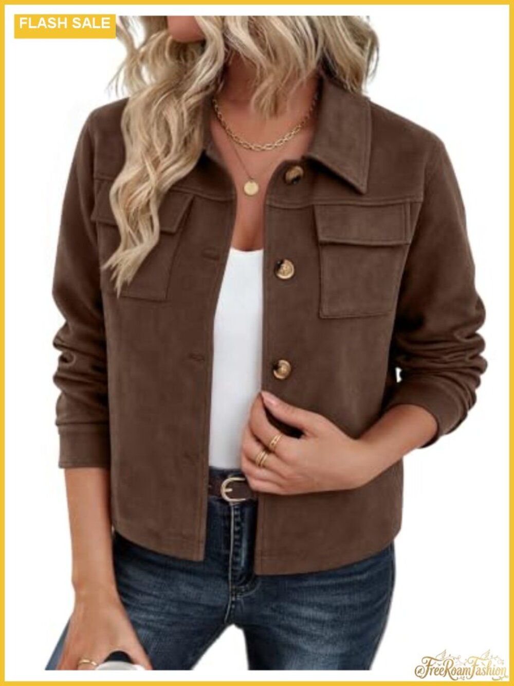 Faux Suede Cropped Jacket Trending Shacket Coat